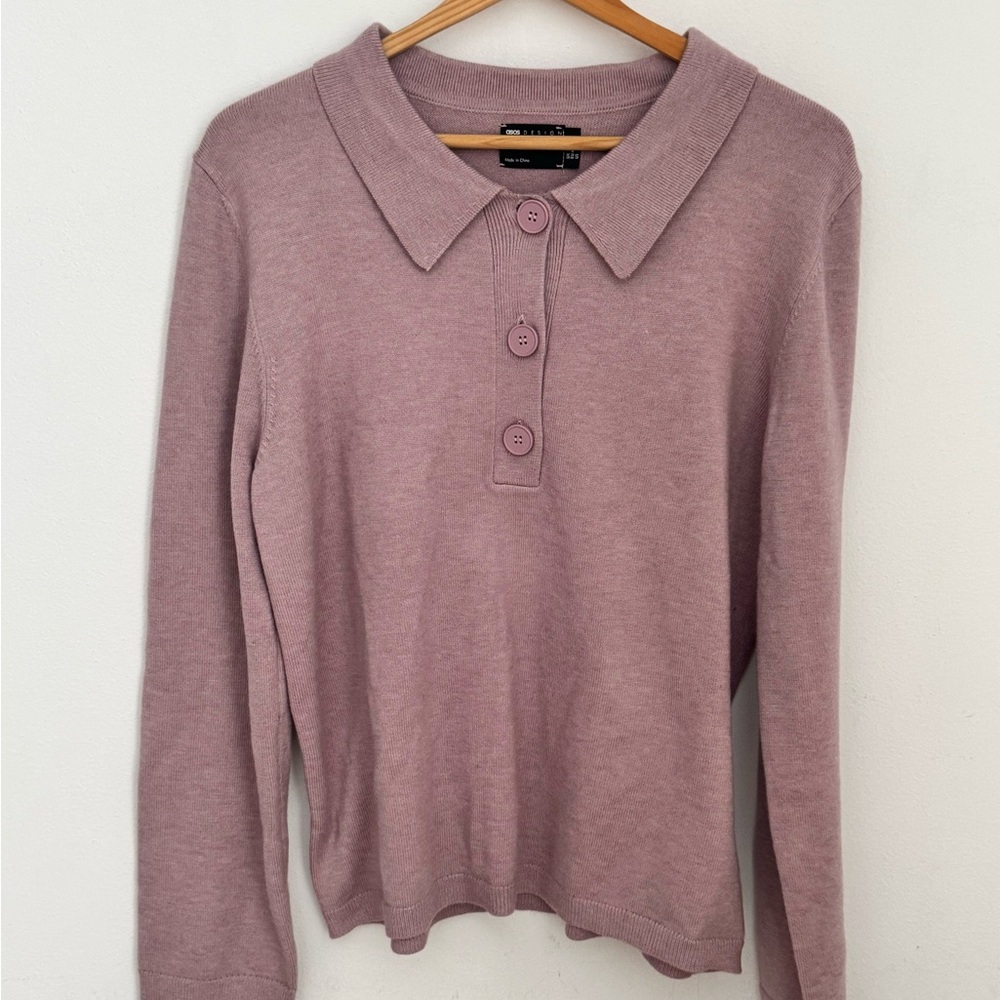 ASOS Design Mauve Button Down Long Sleeve Shirt
